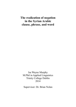 00. The realization of negation in the Syrian Arabic clause, phrase