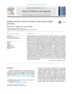 Journal of Memory and Language - Linguistics