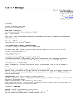 Kaitlyn Harrigan CV - Linguistics