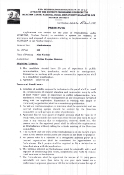 Applications are invited for the post of Ombudsman under