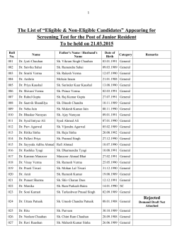 List of Eligible and Non-Eligible candidates with scheduled date and