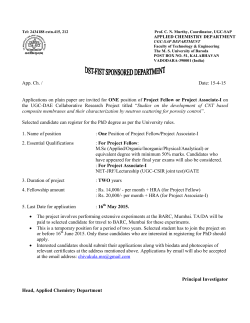 App. Ch. / Date: 15-4-15 Applications on plain paper are invited for