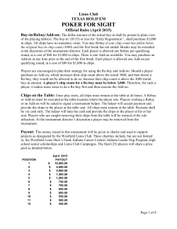 Full Rules  - Westfield Lions Poker Tournament