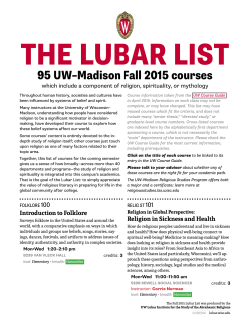 95 UWâMadison Fall 2015 courses - Lubar Institute for the Study of