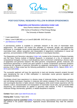 post-doctoral research fellow in brain epigenomics