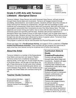Grade 5 LIVE Arts with Terrance Littletent: Aboriginal Dance