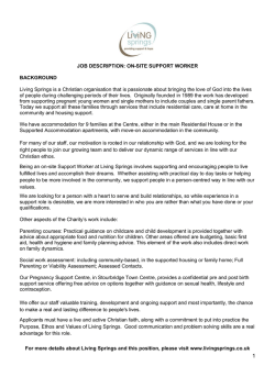 JOB DESCRIPTION: ON-SITE SUPPORT WORKER