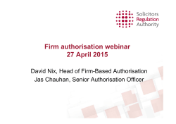 Firm authorisation - SRA webinar slides