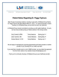 Patient Notice Regarding Dr. Peggy Fujimura