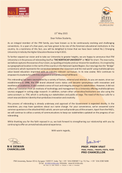 Letter to Parents - Institute of Technology and Management, Gurgaon
