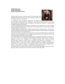 CURRICULUM VITAE MARIO MORCELLINI Sapienza