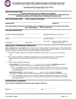 401 Enrollment - effective 01-01-2014