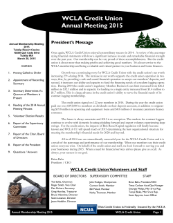 WCLA CU Annual Meeting Report 2015