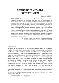 DEFENDING STANDARDS CONTEXTUALISM