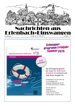 Schnupper- programm FrÃ¼hjahr Sommer2015