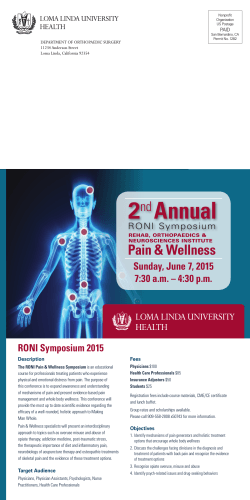 RONI Symposium 2015 - Loma Linda University Medical Center