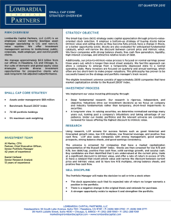 Lombardia Capital Small Cap Core Strategy Overview Q1 2015.pub