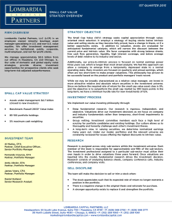 Lombardia Capital Small Cap Value Strategy Overview Q1 2015