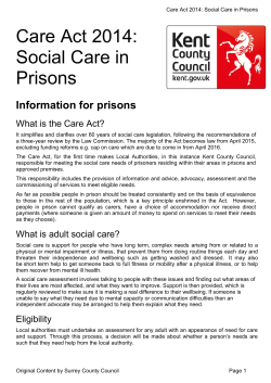 Care Act 2014: Social Care in Prisons