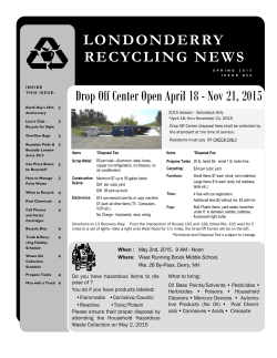 2015 Spring Recycling Newsletter - Issue 66