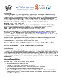 London CAReS Job Posting - London Homeless Coalition