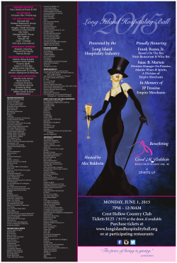 to see list of 2015 sponsors. - The Long Island Hospitality Ball