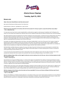 Atlanta Braves Clippings Tuesday, April 21, 2015 - Angels
