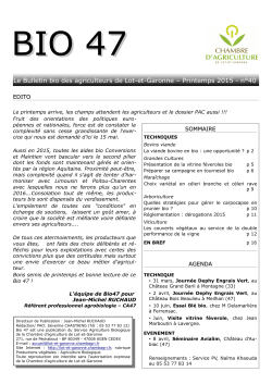 Le Bulletin bio des agriculteurs de Lot-et-Garonne