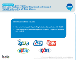 Lotto Packages & Ticket Purchase Cut-Off Time Change