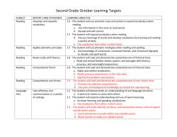 Second Grade October Learning Targets