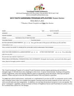 to the 2015 Youth Gardening Program Application