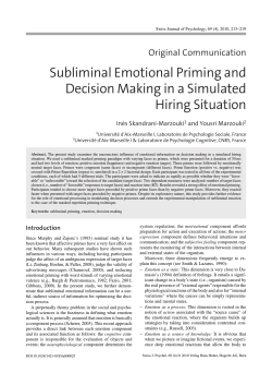 Subliminal Emotional Priming and Decision Making in a Simulated