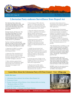 LPEPC APRIL 2015 Newsletter - Libertarian Party of El Paso County