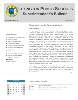 Superintendent`s Bulletin - March 31, 2015