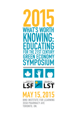 MAY 15, 2015 - Learning for a Sustainable Future