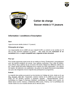 Cahier de charge Soccer mixte Ã  11 joueurs Information