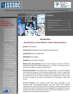 Medical Sales Representative - Life Sciences Sector Skill