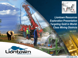 Liontown Resources Exploration Presentation Targeting Gold in