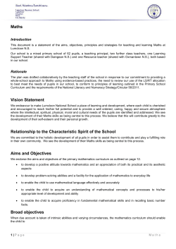 Maths Vision Statement Relationship to the Characteristic Spirit of