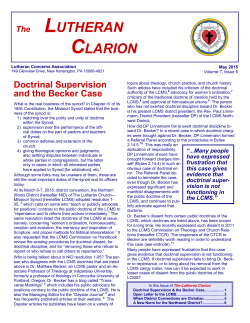 May 2015 Edition - The Lutheran Clarion