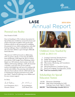 Potential into Reality Children`s Lives Touched by LASE in 2013