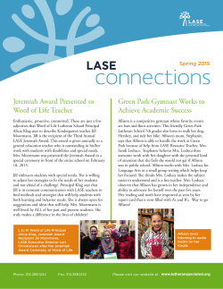 LASE Spring 2015 Newsletter - Lutheran Association for Special