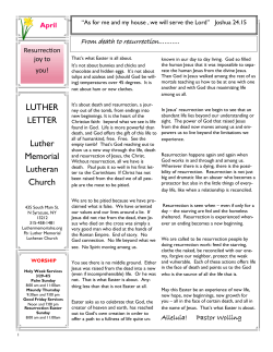 April 2015 Newsletter - Luther Memorial Lutheran Church