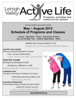 Schedule of Programs - Lehigh Valley Active Life