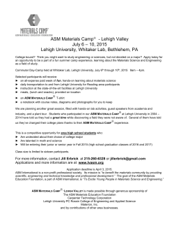 ASM Materials Camp - ASM International > Lehigh Valley Chapter
