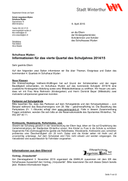 Quartalsbrief fÃ¼r das Schulhaus Wyden vom 9. April 2015