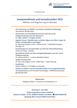 Investmentfonds und Verwahrstellen 2015 - LWS-LAW
