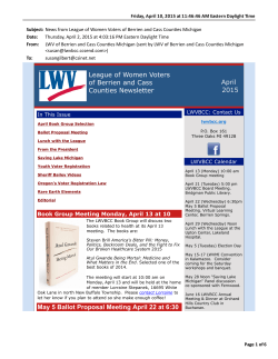 April 2015 Newsletter - League of Women Voters of Berrien and