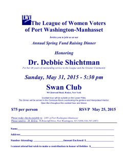 Dr. Debbie Shichtman Swan Club - The League of Women Voters
