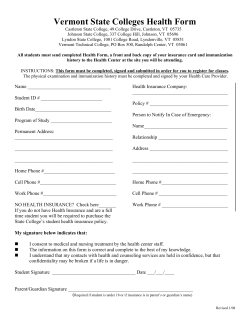 Vermont State Colleges Health Form